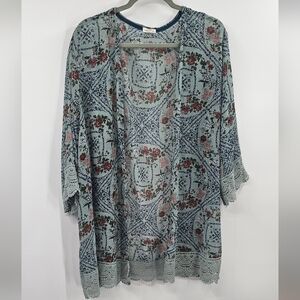 Floral Lace Crochet Kimono Cardigan Size 2X